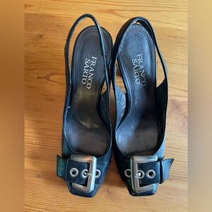 Franco Sarto Black Slingback 3” Pump/Heel with Buckle Toe